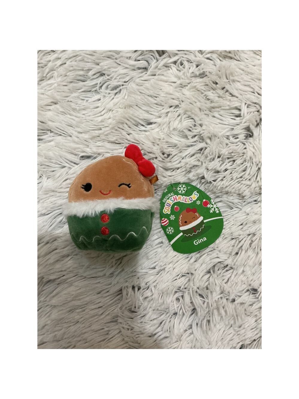Squishmallows Gina Gingerbread Christmas Plush Toy Tan Green Small NWT